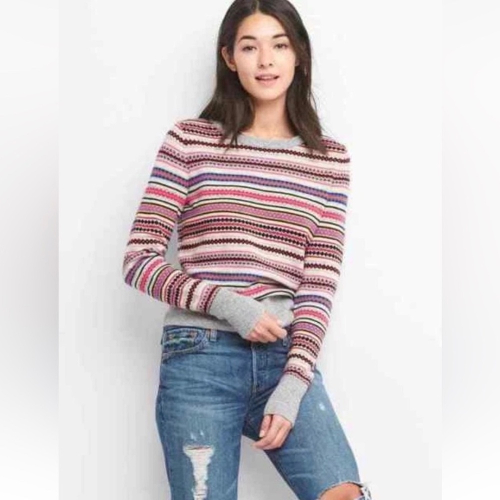 GAP Multicolor wool blend fair isle pattern sweat… - image 1